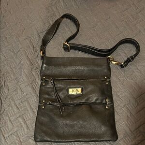 Avorio black Leather Crossbody Bag